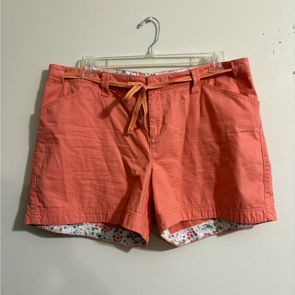 Natural Reflections shorts‎ Women’s Mid Rise Orange Chino 100% Cotton size 18